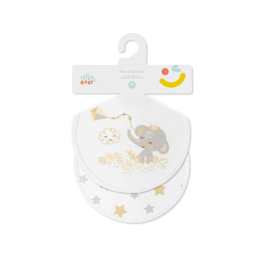 PACK 2 BABEROS CACHIRULO ESTRELLAS 20X20 BEIGE INTERBABY