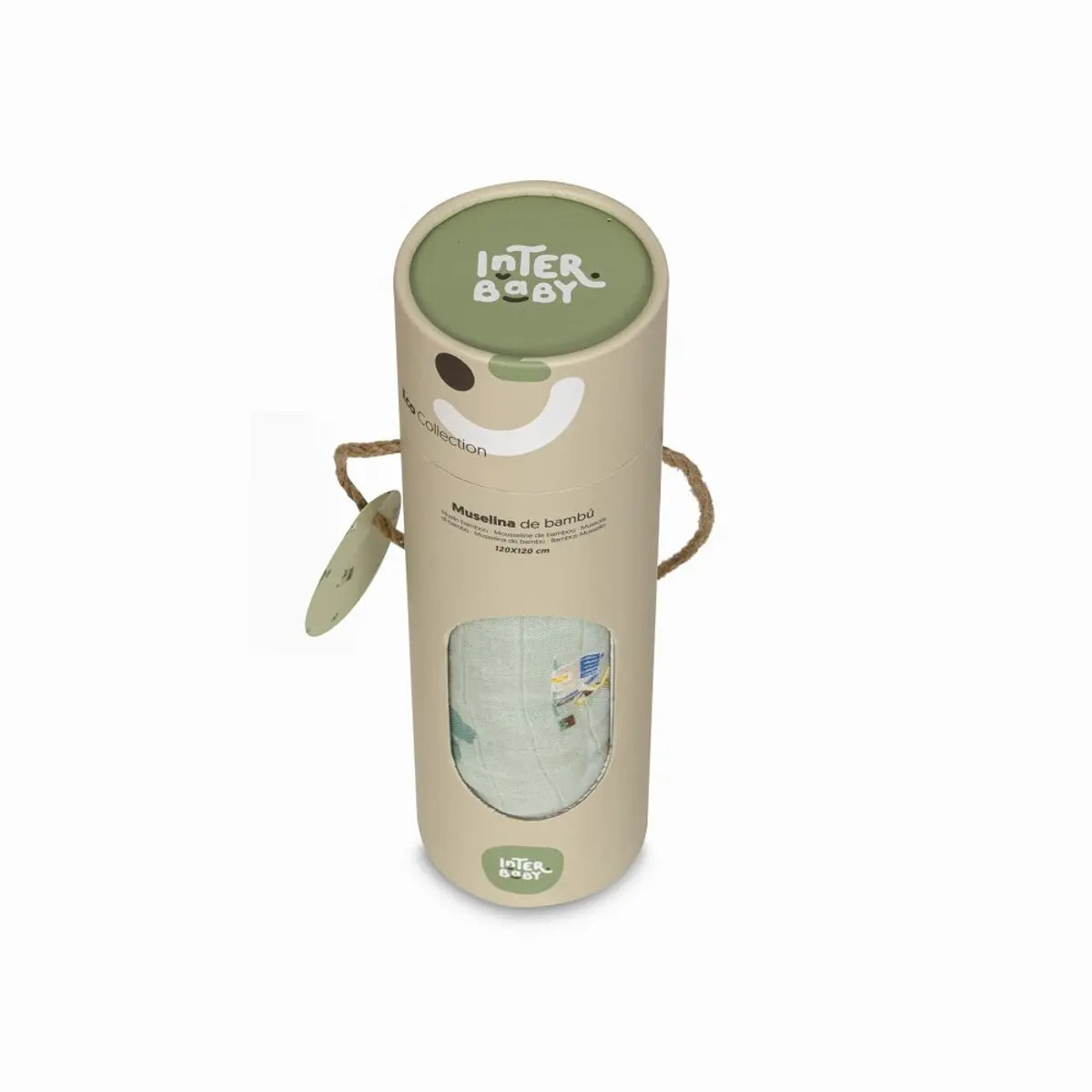 MUSELINA 120 x 120 MODELO GRANJA KOALA VERDE INTERBABY
