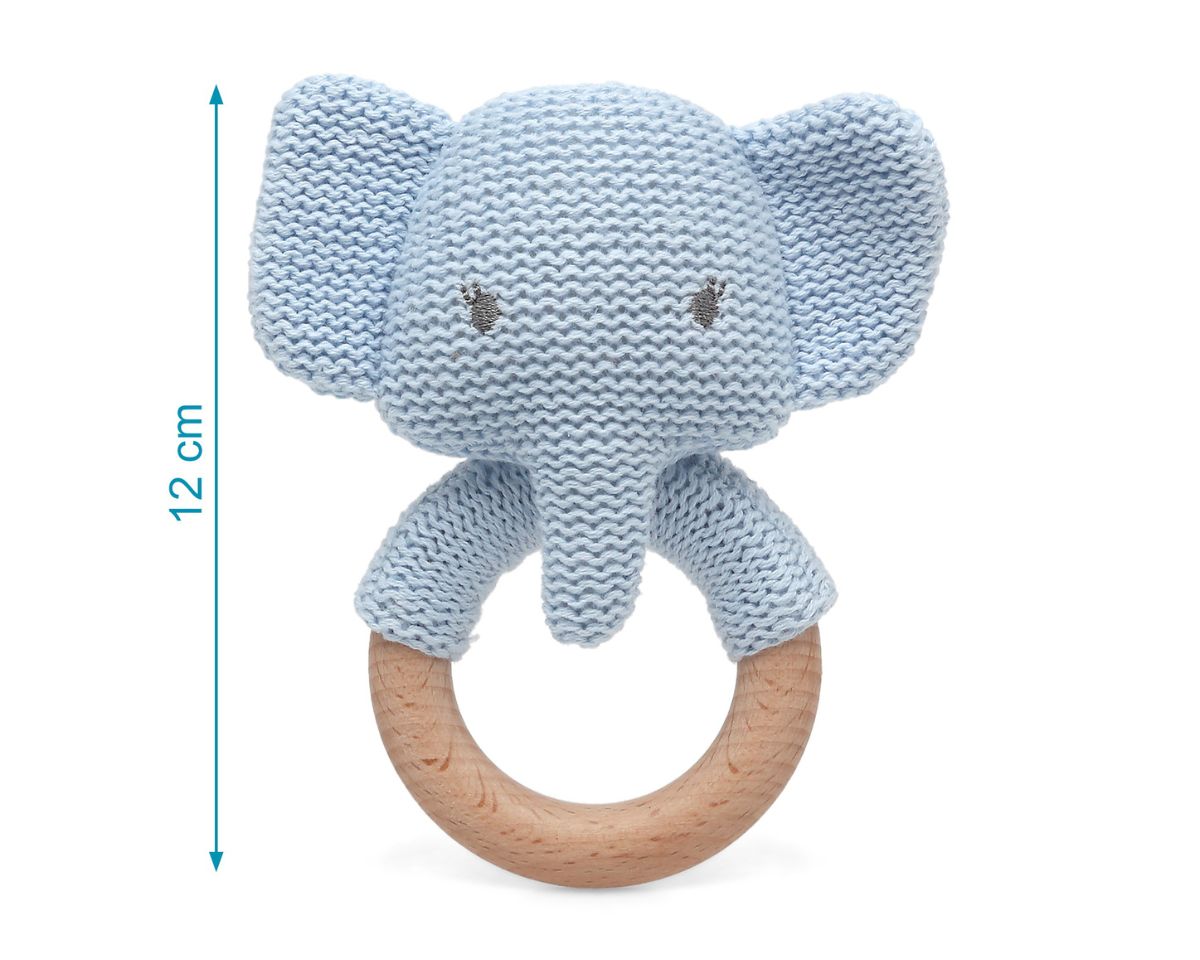 PELUCHE MORDEDOR ALGODÓN ELEFANTE 13CM 3430 AZUL KIOKIDS