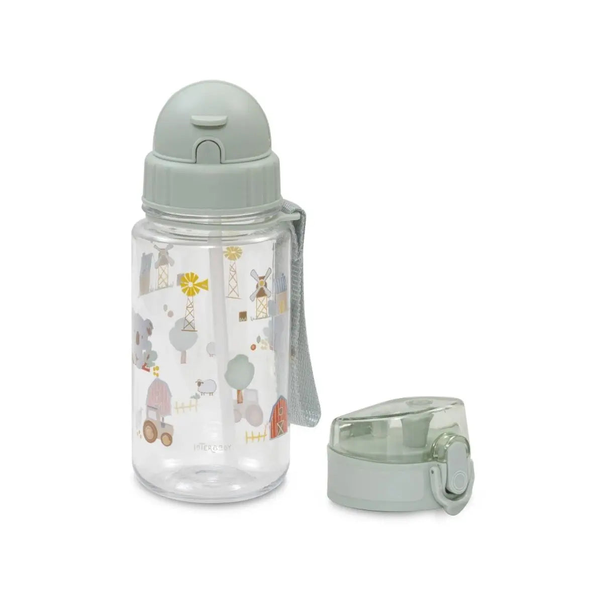 SET FIAMBRERA+BOTELLA AGUA + 2 TAPONES MODELO GRANJA KOALA VERDE INTERBABY