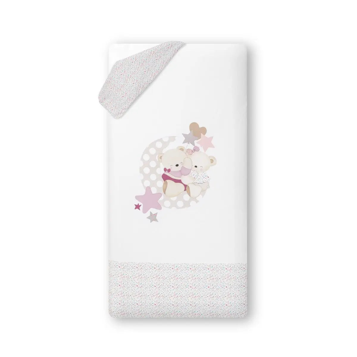 FUNDA NORDICA REVERSIBLE DESENFUNDABLE CON RELLENO+CHICHONERA MOD. FLORES PETALOS ROSA INTERBABY