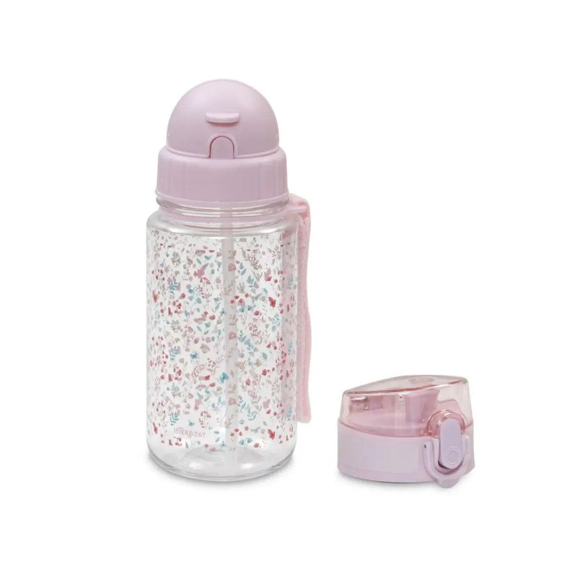 SET FIAMBRERA+BOTELLA AGUA + 2 TAPONES MODELO PETALOS ROSA INTERBABY