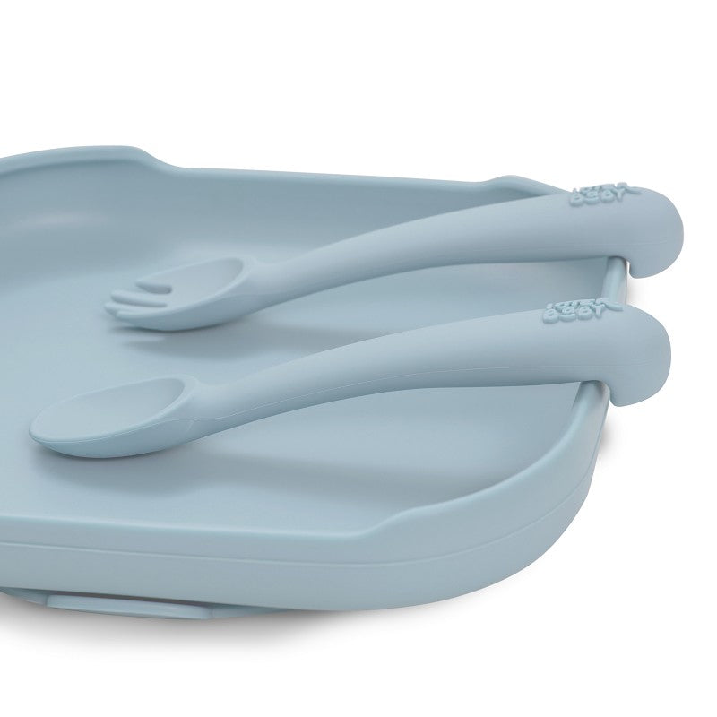 CUCHARA Y TENEDOR SILICONA S1009-73 AZUL GRISÁCEO INTERBABY