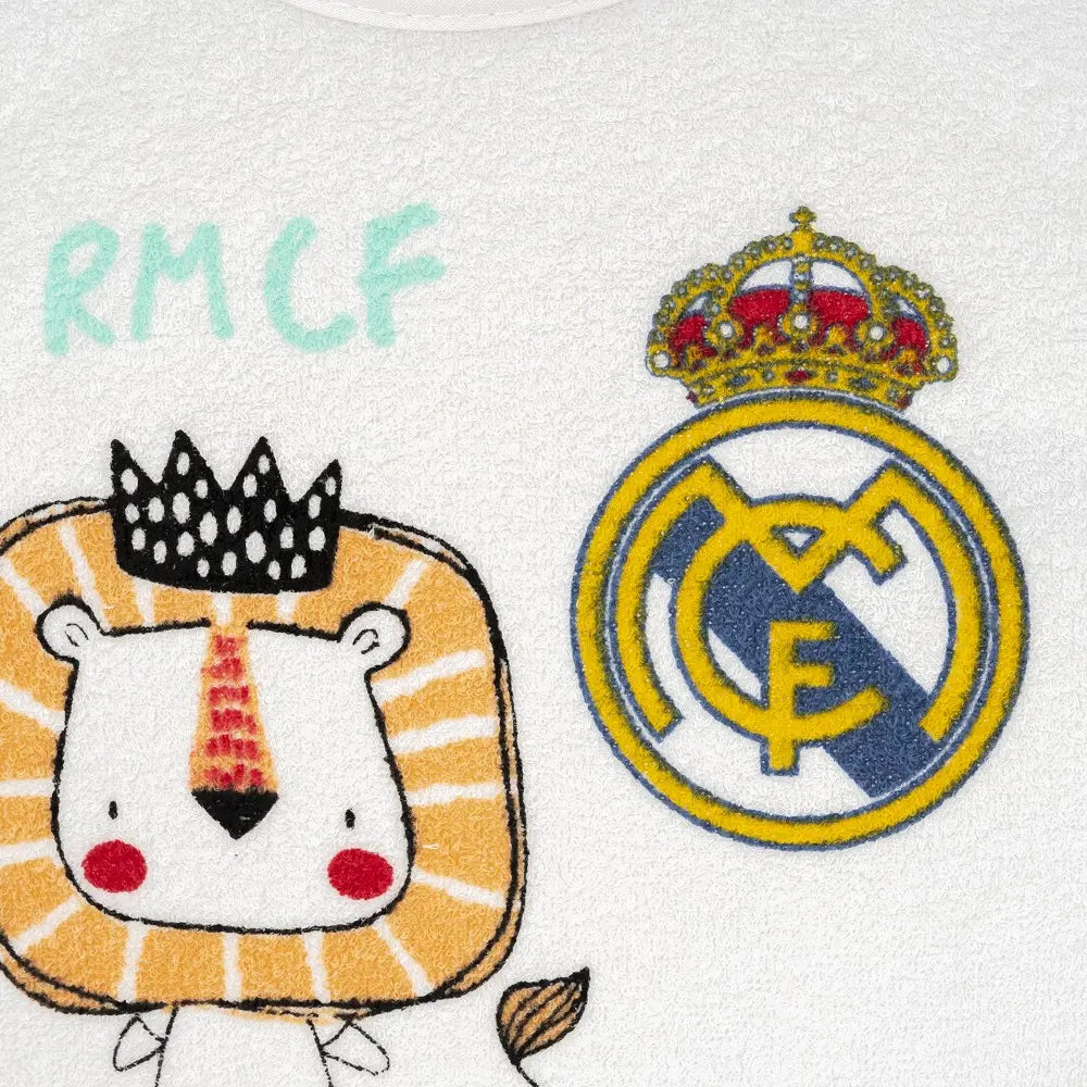 PACK 2 BABEROS RIZO PLASTIFICADO CUADRADO REAL MADRID LEÓN EMIRATES BLANCO