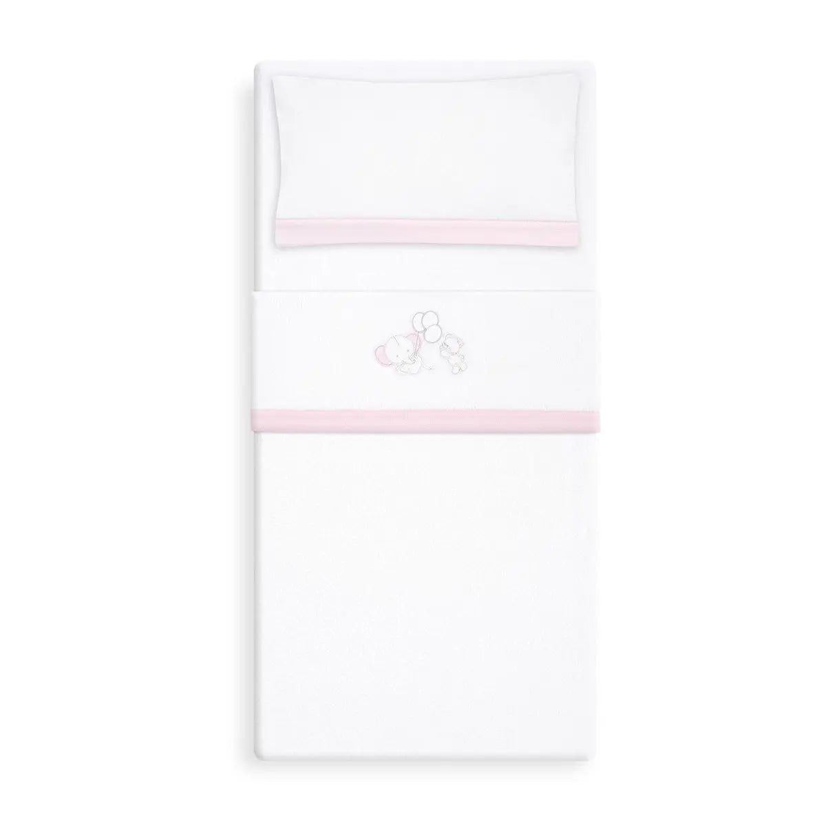 TRIPTICO CORALINA CUNA OSO ELEFANTE GLOBOS + BROCHE BCO/ROSA INTERBABY