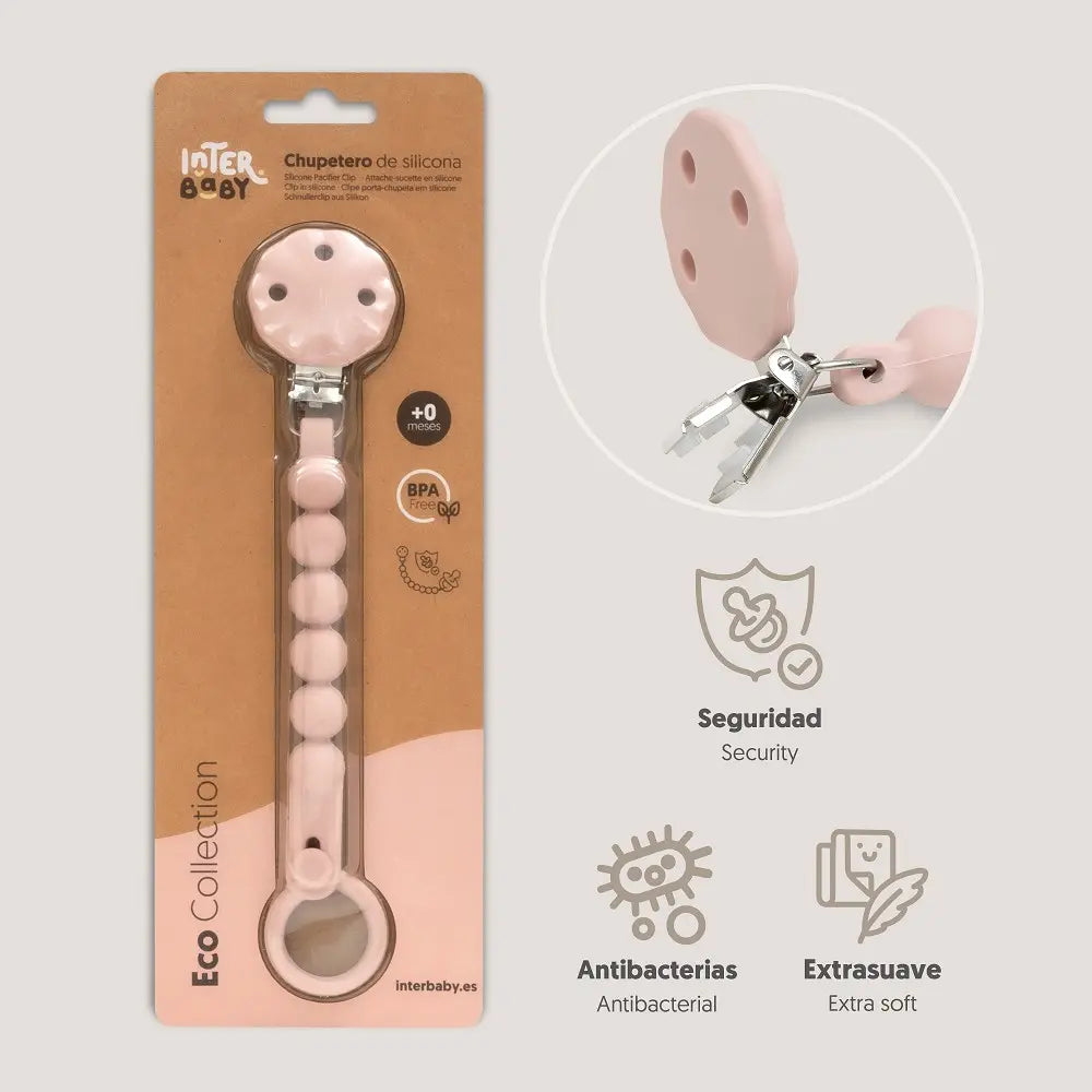 CHUPETERO SILICONA CADENA SI018 ROSA MAQUILLAJE INTERBABY