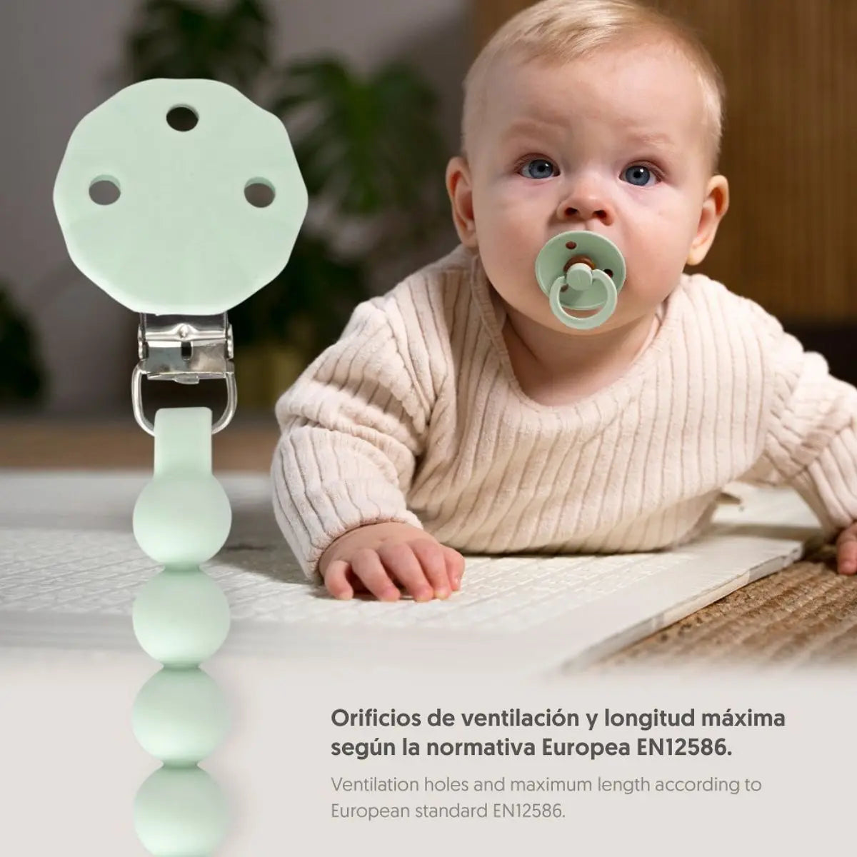 CHUPETERO SILICONA CADENA SI018 VERDE GRISACEO INTERBABY