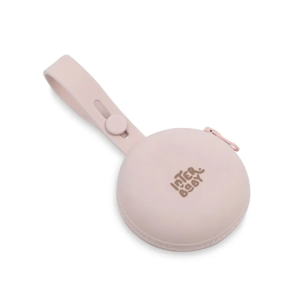 SET 4 PCS SILICONA CHUPETERO+PORTA+CHUPETE+SONAJERO SET58 ROSA INTERBABY