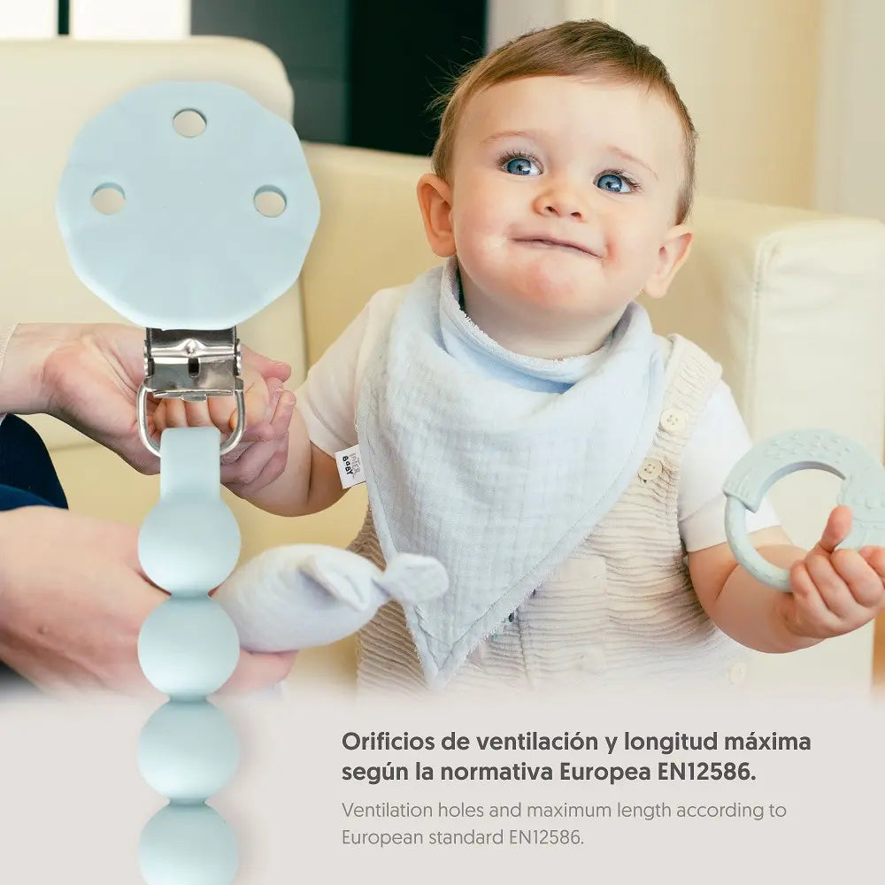 CHUPETERO SILICONA CADENA SI018 AZUL GRISACEO INTERBABY