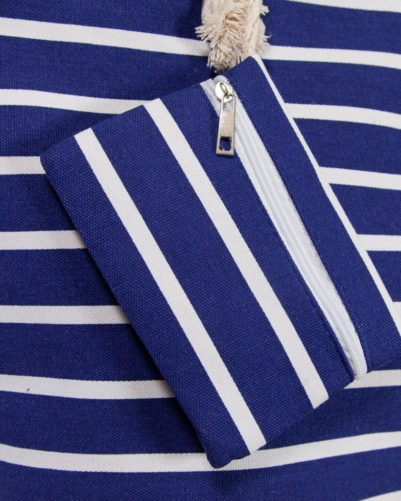 BOLSO ESTAMPADO DE PLAYA RAYAS MARINO