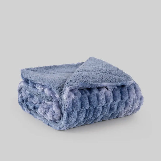 Manta Plaid Azul Degradado Karamelo | Suavidad y Calidez para tu Hogar