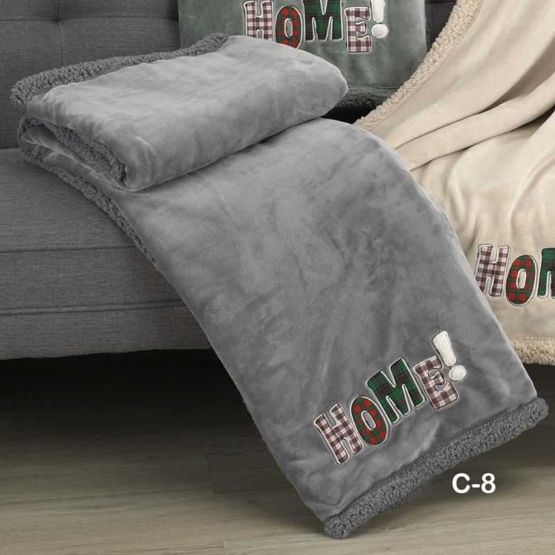 MANTA PLAID SEDALINA/SHERPA + BOLSO REVISTERO HOME 130X160 GRIS DOLZ