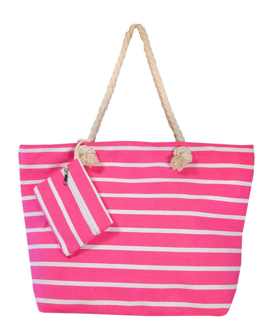 BOLSO ESTAMPADO DE PLAYA RAYAS FUXIA
