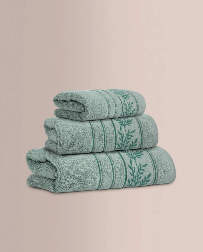 JUEGO DE TOALLAS JACQUARD YEUDI VERDE DON ALGODÓN