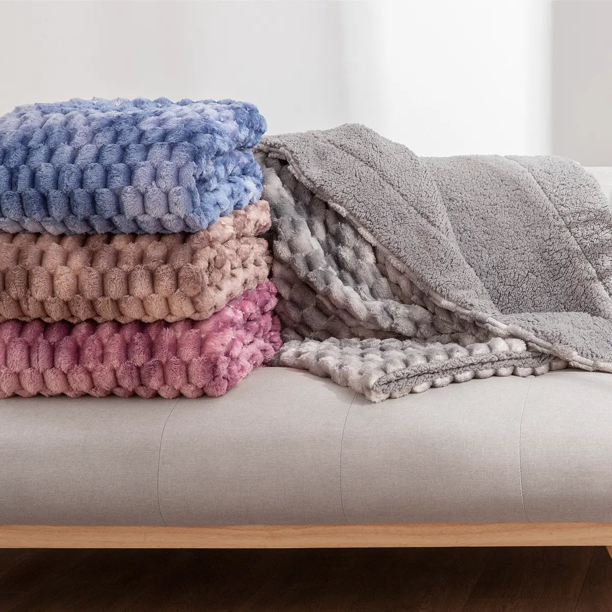 Manta Plaid Azul Degradado Karamelo | Suavidad y Calidez para tu Hogar